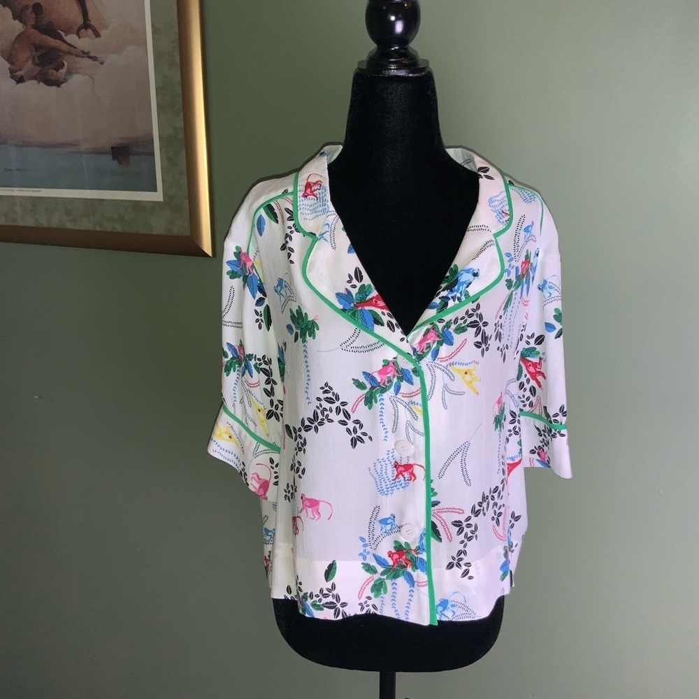 Topshop button down short sleeves top size 10